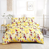 DaDa Bedding Sunshine Yellow Hummingbirds Floral Duvet Cover & Fitted Flat Bed Sheets Set w/ Pillow Cases Window Valances (925) - DaDa Bedding Collection